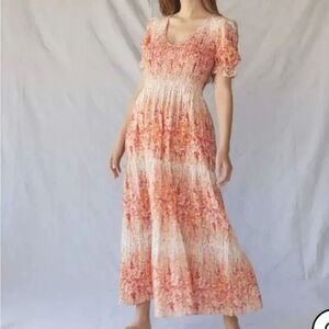 Christy Dawn Floral Red and Cream Dress